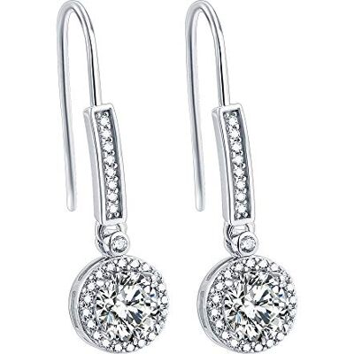 Scott Boucles d'oreilles brillantes pour femme en argent sterling 925 Boucles d'oreilles pendantes Long cercle Avec crochet et cristal en forme de goutte Circle et zircone, Argent sterling Scott Boucles d'oreilles brillantes pour femme en argent sterling 925 Boucles d'oreilles pendantes Long cercle Avec crochet et cristal en forme de goutte Circle et zircone, Argent sterling