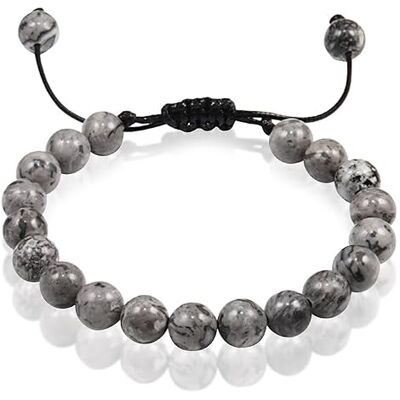 Memphis Bracelet de Perles Réglable Gris Pierre Naturelle 8mm Memphis Bracelet de Perles Réglable Gris Pierre Naturelle 8mm
