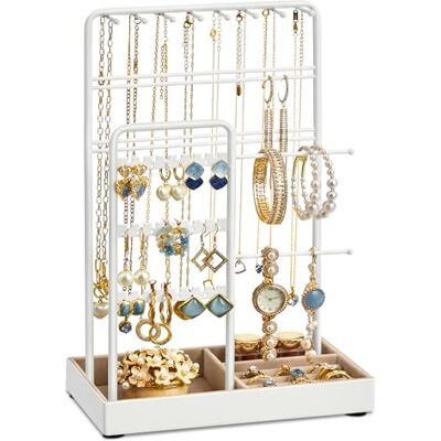 SONGMICS JJS021W01 Présentoir à bijoux avec cadre en métal et plateau en velours, support pour boucles d'oreilles, bracelets, clous et bagues, idée cadeau Blanc SONGMICS JJS021W01 Présentoir à bijoux avec cadre en métal et plateau en velours, support pour boucles d'oreilles, bracelets, clous et bagues, idée cadeau Blanc