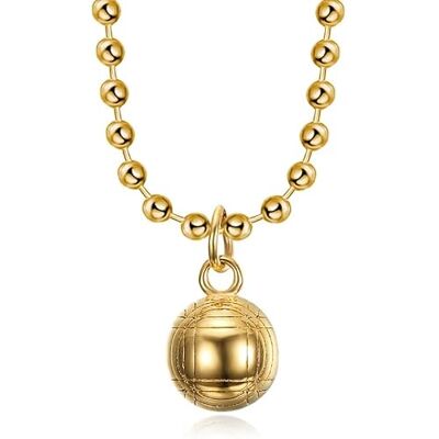 BOBIJOO JEWELRY Pendentif Boule de pétanc 12mm Acier inoxydable Plaqué Or Chaîne 60cm, Talla única, Acier inoxydable BOBIJOO JEWELRY Pendentif Boule de pétanc 12mm Acier inoxydable Plaqué Or Chaîne 60cm, Talla única, Acier inoxydable