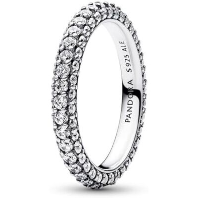 PANDORA Timeless Bague Rang Pavée en argent sterling avec zircones cubiques transparentes, taille 60 PANDORA Timeless Bague Rang Pavée en argent sterling avec zircones cubiques transparentes, taille 60
