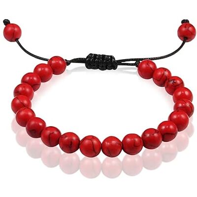 Memphis Bracelet de Perles Réglable Rouge Pierre Naturelle 8mm Memphis Bracelet de Perles Réglable Rouge Pierre Naturelle 8mm