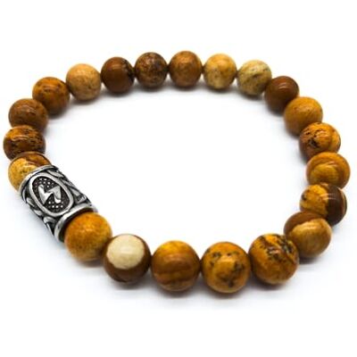 Bracelet Viking Futhark Rune en pierres précieuses (18/21 cm) pour femme/homme dans une boîte cadeau, protection de l'énergie porte-bonheur Bracelet Viking Futhark Rune en pierres précieuses (18/21 cm) pour femme/homme dans une boîte cadeau, protection de l'énergie porte-bonheur