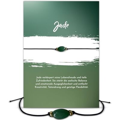 Glücksschmiedin Bracelet en pierre précieuse jade avec perles dorées, fait à la main localement Glücksschmiedin Bracelet en pierre précieuse jade avec perles dorées, fait à la main localement