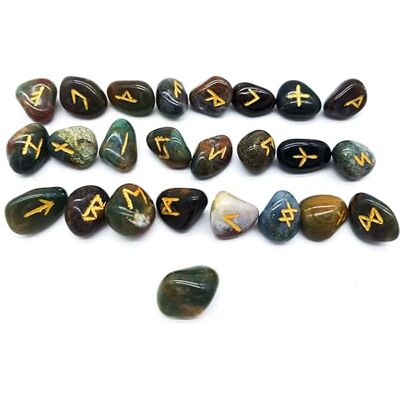 Ensemble de runes en pierres précieuses Personnalisable 25 pierres d'environ 20 mm Dans une pochette en velours Mythologie viking ésotérisme Méditation magique, ca. 2 cm, Gemme, Jaspe Ensemble de runes en pierres précieuses Personnalisable 25 pierres d'environ 20 mm Dans une pochette en velours Mythologie viking ésotérisme Méditation magique, ca. 2 cm, Gemme, Jaspe