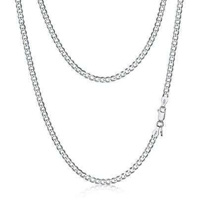 Amberta Collier Chaîne Cubaine pour Femme en Argent Sterling 925 Massif, Maillon Gourmette Italien Miami Cadeau: Chaîne Argent Femme 2.8 mm 50 cm Amberta Collier Chaîne Cubaine pour Femme en Argent Sterling 925 Massif, Maillon Gourmette Italien Miami Cadeau: Chaîne Argent Femme 2.8 mm 50 cm