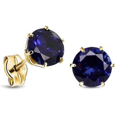 Miore Boucles d'oreilles pour femme en or blanc/or jaune véritable 9KT 375, boucles d'oreilles point de lumière avec rubis/saphirs bleu/émeraudes/zircons brillants encastrés à griffe, emballés dans Miore Boucles d'oreilles pour femme en or blanc/or jaune véritable 9KT 375, boucles d'oreilles point de lumière avec rubis/saphirs bleu/émeraudes/zircons brillants encastrés à griffe, emballés dans
