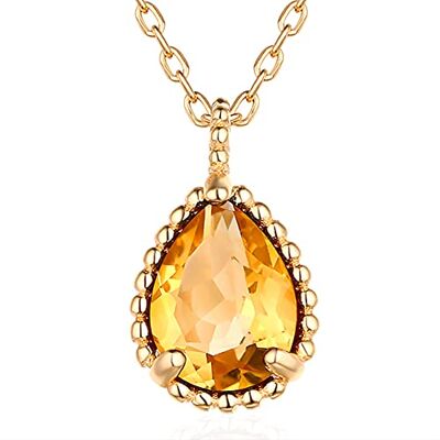 ZCCZJS Collier pour femme en forme de goutte d'eau 100 % naturel grenat agate citrine bijoux fins de mariage, citrine ZCCZJS Collier pour femme en forme de goutte d'eau 100 % naturel grenat agate citrine bijoux fins de mariage, citrine