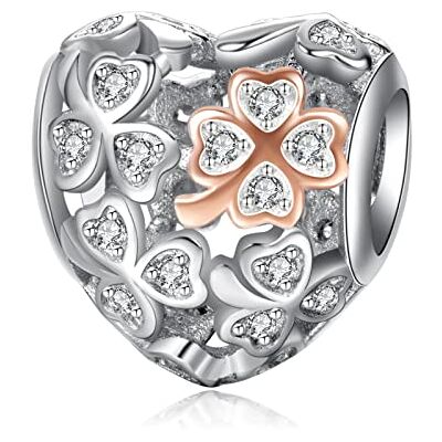 Amuefer Amour Coeur Charm Compatible Bracelet Collier, Argent Sterling Or Rose Infini Trèfle Pendentif Noël Bijoux Cadeaux pour Femmes Fille Femme Enfants Amis, 4.8 mm, Argent sterling, Zircon cubique Amuefer Amour Coeur Charm Compatible Bracelet Collier, Argent Sterling Or Rose Infini Trèfle Pendentif Noël Bijoux Cadeaux pour Femmes Fille Femme Enfants Amis, 4.8 mm, Argent sterling, Zircon cubique