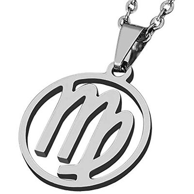 ZENSE Collier zodiaque Vierge pour homme ZP0239, diamètre 2 cm, avec chaîne ZENSE Collier zodiaque Vierge pour homme ZP0239, diamètre 2 cm, avec chaîne