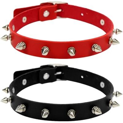 CVFRTT Collier en Cuir Rouge Clouté Punk Rock Unisexe Accessoire Cosplay Décoratif CVFRTT Collier en Cuir Rouge Clouté Punk Rock Unisexe Accessoire Cosplay Décoratif