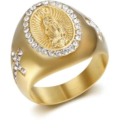 fycouyee Hip Hop Bague pour homme en titane et acier diamant Vierge Marie, 11 fycouyee Hip Hop Bague pour homme en titane et acier diamant Vierge Marie, 11
