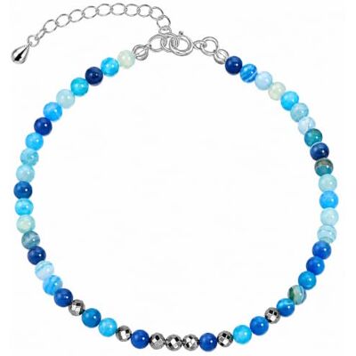 Unique Bracelet de cheville pour femme en Agate Bleue et hématite 4 mm – Pierre précieuse avec perles rondes en pierre naturelle de style bohème – Qualité bijoutier fabriquée en Allemagne Unique Bracelet de cheville pour femme en Agate Bleue et hématite 4 mm – Pierre précieuse avec perles rondes en pierre naturelle de style bohème – Qualité bijoutier fabriquée en Allemagne