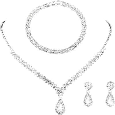 TOEECY Ensemble de Bijoux de Mariée Strass Collier avec Pendentif Strass Perle Bracelet avec Pendentif Boucles D'Oreilles Bal Bridal Bridesmaid Bijoux Ensemble TOEECY Ensemble de Bijoux de Mariée Strass Collier avec Pendentif Strass Perle Bracelet avec Pendentif Boucles D'Oreilles Bal Bridal Bridesmaid Bijoux Ensemble
