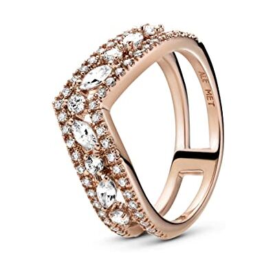 PANDORA Bague pour femme Sparkling Double Wishbone 189095C01, Métal précieux, Zircone PANDORA Bague pour femme Sparkling Double Wishbone 189095C01, Métal précieux, Zircone