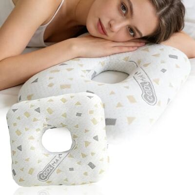 PORFOYO Coussin de piercing avec trou, réglable, grand coussin donut avec rembourrage en coton PP, coussin de perçage d'oreille pour les personnes dormant sur le côté pour soulager la douleur dans PORFOYO Coussin de piercing avec trou, réglable, grand coussin donut avec rembourrage en coton PP, coussin de perçage d'oreille pour les personnes dormant sur le côté pour soulager la douleur dans