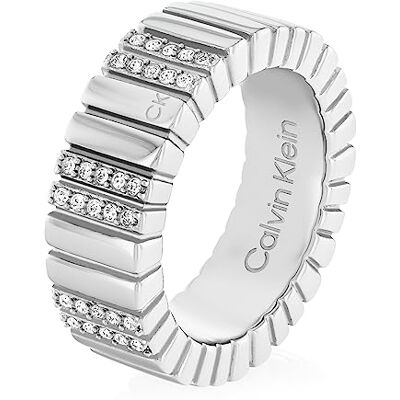 Calvin Bague en acier inoxydable ornée de cristaux pour femme, collection MINIMALISTIC METALS, 54, Acier inoxydable, Pas de pierre précieuse Calvin Bague en acier inoxydable ornée de cristaux pour femme, collection MINIMALISTIC METALS, 54, Acier inoxydable, Pas de pierre précieuse