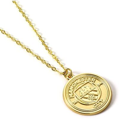 The Carat Shop Collier doré avec blason Manchester City Football Club, One Size, Zinc, Pas de gemme The Carat Shop Collier doré avec blason Manchester City Football Club, One Size, Zinc, Pas de gemme