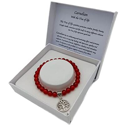 Viking Bracelet en pierre précieuse cornaline fait à la main avec pendentif Yggdrasil Arbre de Vie dans une boîte cadeau Viking Bracelet en pierre précieuse cornaline fait à la main avec pendentif Yggdrasil Arbre de Vie dans une boîte cadeau