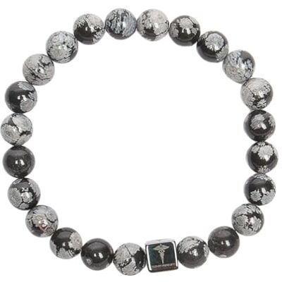 Mercury ® Bracelet Obsidienne Neige Homme Bracelet Perles en Pierre Naturelle Noir Blanc de 8mm Obsidienne Polie Élastique Emballage Cadeau Luxe Mercury ® Bracelet Obsidienne Neige Homme Bracelet Perles en Pierre Naturelle Noir Blanc de 8mm Obsidienne Polie Élastique Emballage Cadeau Luxe