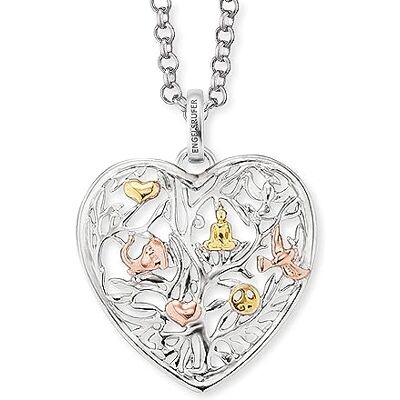 Engelsrufer Herzförmiger Baum des Lebens Kette mit Anhänger für Damen Tricolor Rhodiniert Gelbvergoldet Rosévergoldet 925er-Sterlingsilber Länge 50 cm Engelsrufer Herzförmiger Baum des Lebens Kette mit Anhänger für Damen Tricolor Rhodiniert Gelbvergoldet Rosévergoldet 925er-Sterlingsilber Länge 50 cm