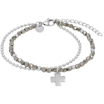 TOM TAILOR Bracelet pour Femme en Acier inoxydable avec Verre Pendentif en Forme de Feuille de Trèfle TOM TAILOR Bracelet pour Femme en Acier inoxydable avec Verre Pendentif en Forme de Feuille de Trèfle