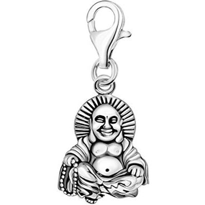 Quiges Charm Pendentif en Argent 925 Bouddha avec Fermoir Quiges Charm Pendentif en Argent 925 Bouddha avec Fermoir