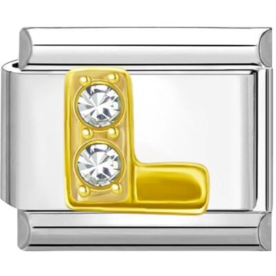 Quiges Breloque de style italien en acier inoxydable 9 mm Lettre L pour bracelets à breloques italiens, Acier inoxydable Quiges Breloque de style italien en acier inoxydable 9 mm Lettre L pour bracelets à breloques italiens, Acier inoxydable