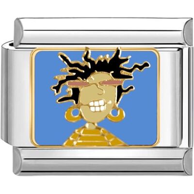 Quiges 9 mm Style italien Charm Link Module en acier inoxydable Crazy Girl pour bracelets de style italien, Cuivre Quiges 9 mm Style italien Charm Link Module en acier inoxydable Crazy Girl pour bracelets de style italien, Cuivre