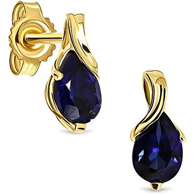 Miore Boucles d'Oreilles pour Femmes boucles d'oreilles pendantes en Or Blanc/Jaune 9 Carat /375 Or avec Pierre Précieuse forme poire, Bijoux Miore Boucles d'Oreilles pour Femmes boucles d'oreilles pendantes en Or Blanc/Jaune 9 Carat /375 Or avec Pierre Précieuse forme poire, Bijoux