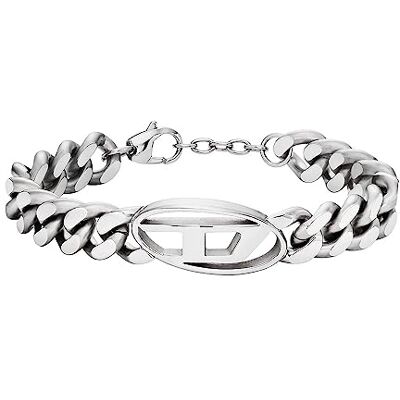 Diesel Bracelet homme en acier inoxydable avec fermoir mousqueton Diesel Bracelet homme en acier inoxydable avec fermoir mousqueton