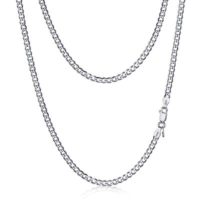 Amberta Collier Chaîne Cubaine pour Femme en Argent Sterling 925 Massif, Maillon Gourmette Italien Miami Cadeau Amberta Collier Chaîne Cubaine pour Femme en Argent Sterling 925 Massif, Maillon Gourmette Italien Miami Cadeau