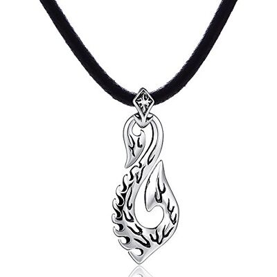 DonDon Collier en cuir pour homme 50 cm avec pendentif en acier inoxydable dans différents modèles DonDon Collier en cuir pour homme 50 cm avec pendentif en acier inoxydable dans différents modèles