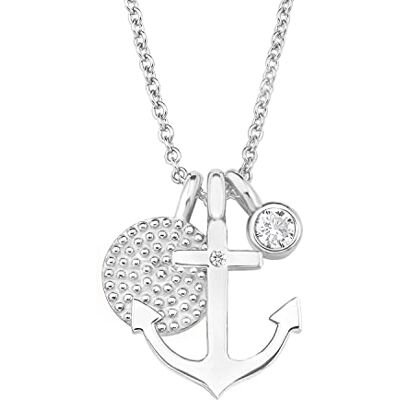 s.Oliver Collier avec pendentif en argent sterling 925 pour femme, avec zircone synthétique, 40+5 cm, argent, ancre, livré dans un coffret cadeau, 2017246 s.Oliver Collier avec pendentif en argent sterling 925 pour femme, avec zircone synthétique, 40+5 cm, argent, ancre, livré dans un coffret cadeau, 2017246