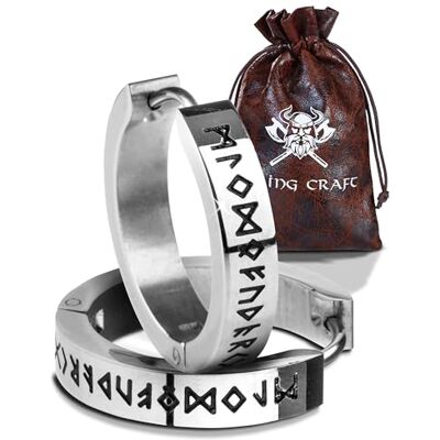 Boucles d'oreilles viking pour homme en acier inoxydable Boucles d'oreilles avec runes Bijoux viking Décoration viking Boucles d'oreilles celtiques Article de fan de Vikings - Boucles d'oreilles viking pour homme en acier inoxydable Boucles d'oreilles avec runes Bijoux viking Décoration viking Boucles d'oreilles celtiques Article de fan de Vikings -