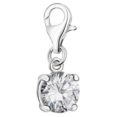 Quiges Breloque en argent 925 avec cristaux de zircone et fermoir mousqueton pour bracelets Quiges Breloque en argent 925 avec cristaux de zircone et fermoir mousqueton pour bracelets
