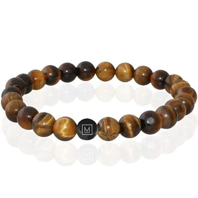Memphis Bracelet en perles jaune œil de tigre perle en acier inoxydable noir-21 cm Memphis Bracelet en perles jaune œil de tigre perle en acier inoxydable noir-21 cm