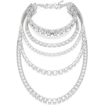 Swarovski Collier à fils fixes Millenia, coupe mixte, blanc, plaqué rhodium Swarovski Collier à fils fixes Millenia, coupe mixte, blanc, plaqué rhodium