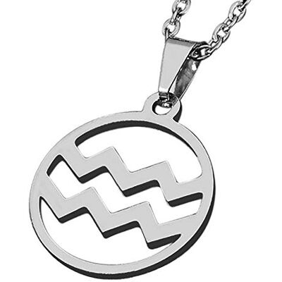 ZENSE Collier zodiaque Verseau pour homme ZP0244, diamètre 2 cm, avec chaîne ZENSE Collier zodiaque Verseau pour homme ZP0244, diamètre 2 cm, avec chaîne