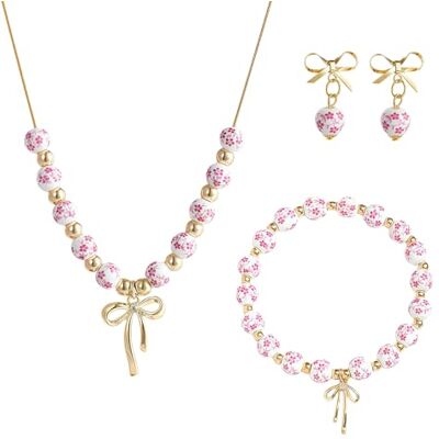 Alksubbm Parure de bijoux élégante en céramique avec nœud papillon pour femme Collier classique bleu et blanc avec motif chinois Accessoire d'oreille Collier bleu et blanc, One Size, Comme Alksubbm Parure de bijoux élégante en céramique avec nœud papillon pour femme Collier classique bleu et blanc avec motif chinois Accessoire d'oreille Collier bleu et blanc, One Size, Comme