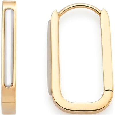 JEWELS BY LEONARDO Créoles Welda • 1 paire de créoles à charnière en acier inoxydable doré • Insert rectangulaire en nacre • 024710, Eine Grösse, Acier inoxydable, Pas de gemme JEWELS BY LEONARDO Créoles Welda • 1 paire de créoles à charnière en acier inoxydable doré • Insert rectangulaire en nacre • 024710, Eine Grösse, Acier inoxydable, Pas de gemme
