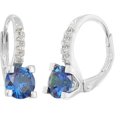 trendor Boucles d'oreilles créoles pour femme, argent 925, oxyde de zirconium, bleu saphir, 21354-05 trendor Boucles d'oreilles créoles pour femme, argent 925, oxyde de zirconium, bleu saphir, 21354-05