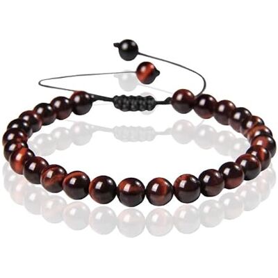 Memphis Bracelet No.2 Pierre Naturelle Femme 6mm Oeil de Tigre Rouge Memphis Bracelet No.2 Pierre Naturelle Femme 6mm Oeil de Tigre Rouge