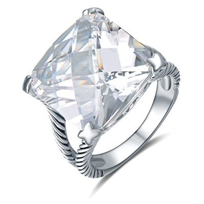 Quiges Pave Bague pour femme classique vintage en argent 925 avec pierres de zircone blanches Quiges Pave Bague pour femme classique vintage en argent 925 avec pierres de zircone blanches