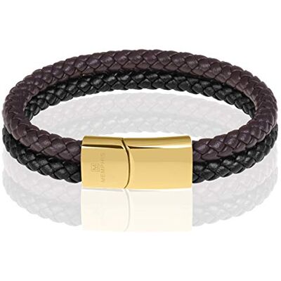 Memphis Bracelet double en cuir Duo Color Gold-18cm Memphis Bracelet double en cuir Duo Color Gold-18cm