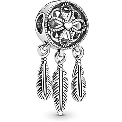 PANDORA Spiritual Dreamcatcher Charm Sterling-Silber 6 x 27,5 x 11,6 mm (T/H/B) PANDORA Spiritual Dreamcatcher Charm Sterling-Silber 6 x 27,5 x 11,6 mm (T/H/B)