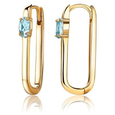 Miore Boucles d'oreilles créoles élégantes en argent sterling 925 avec topaze bleue suisse naturelle de 0,50 carat En argent plaqué or doux pour la peau, Argent sterling Topaze Miore Boucles d'oreilles créoles élégantes en argent sterling 925 avec topaze bleue suisse naturelle de 0,50 carat En argent plaqué or doux pour la peau, Argent sterling Topaze