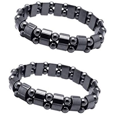 EQLEF Bracelet magnétique en hématite 2 bracelets noirs, Medium, Pierre EQLEF Bracelet magnétique en hématite 2 bracelets noirs, Medium, Pierre