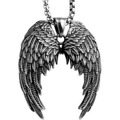 NINMQCFVG Collier pendentif rétro en ailes d’ange, cadeau d’anniversaire argenté style hip hop punk pour hommes, bijoux de cou pour femmes NINMQCFVG Collier pendentif rétro en ailes d’ange, cadeau d’anniversaire argenté style hip hop punk pour hommes, bijoux de cou pour femmes