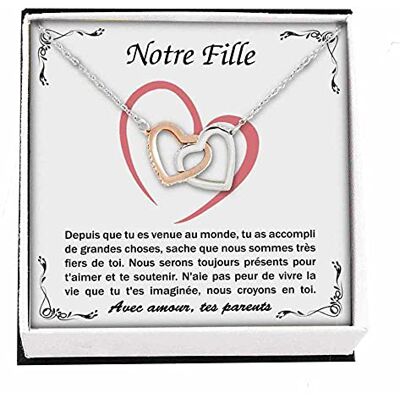 TILOVE Collier Personnalisé pour Femme avec Pendentif en Forme de Coeurs Entrelacés Contenant un Message d'Amour pour Votre Fille signé Maman et Papa, Acier inoxydable, Zircon TILOVE Collier Personnalisé pour Femme avec Pendentif en Forme de Coeurs Entrelacés Contenant un Message d'Amour pour Votre Fille signé Maman et Papa, Acier inoxydable, Zircon